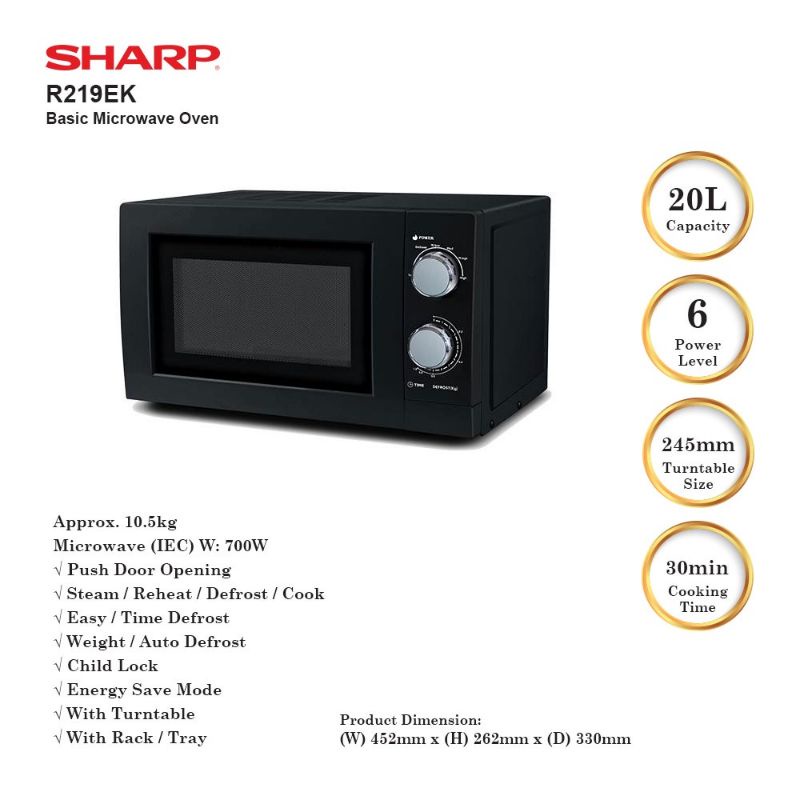 Sharp Microwave Oven 20L R219EK Shopee Malaysia