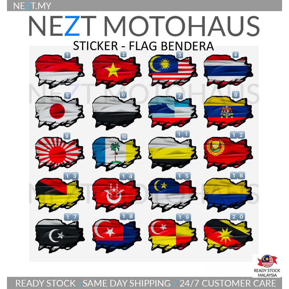 Sticker Bendera Flag Negeri MALAYSIA PERAK PENANG SELANGOR JOHOR KL PERLIS KEDAH KELANTAN TERENGGANU MELAKA PALESTINE
