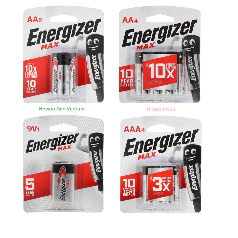 Energizer Max Alkaline Battery AA2 / AA4 / AAA2 / AAA4 / 9V1 Shopee