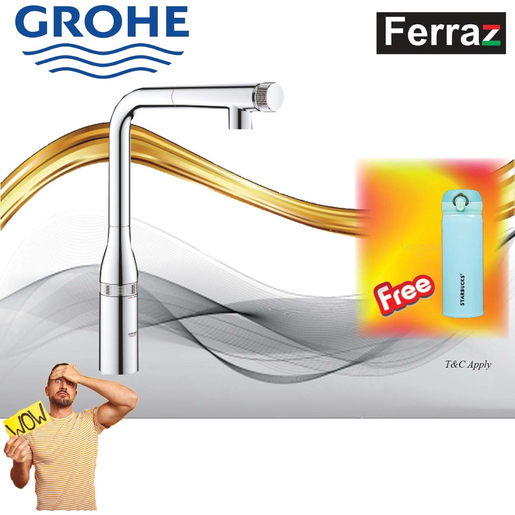 Grohe 31615000 Essence Kitchen Sink Hot & Cold Water Pullout Mixer Tap