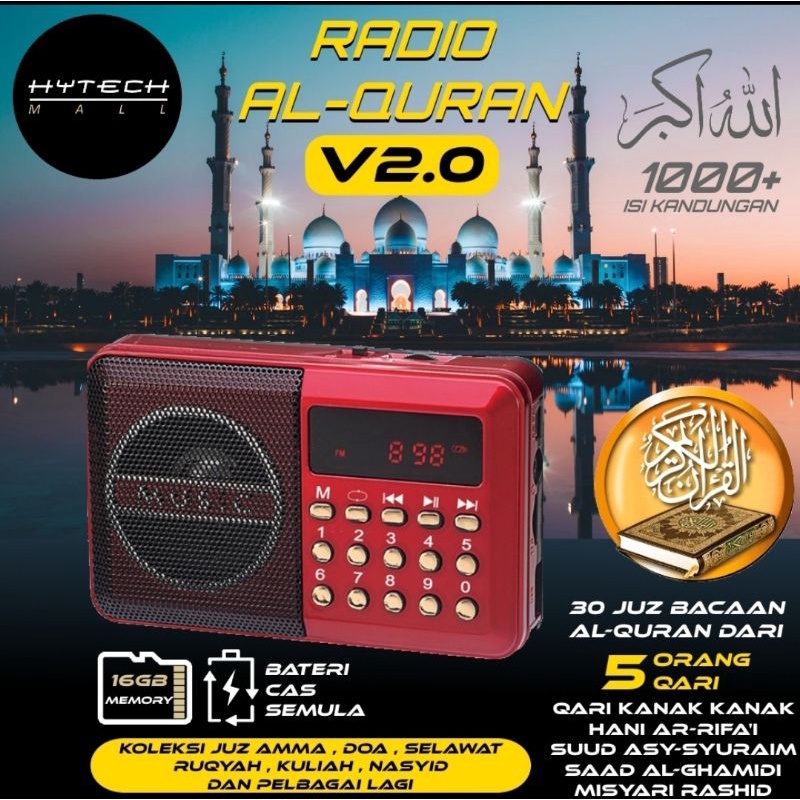 Radio Al Quran 1000 Perisian NEW JOC Radio With Bluetooth Radio Mengaji