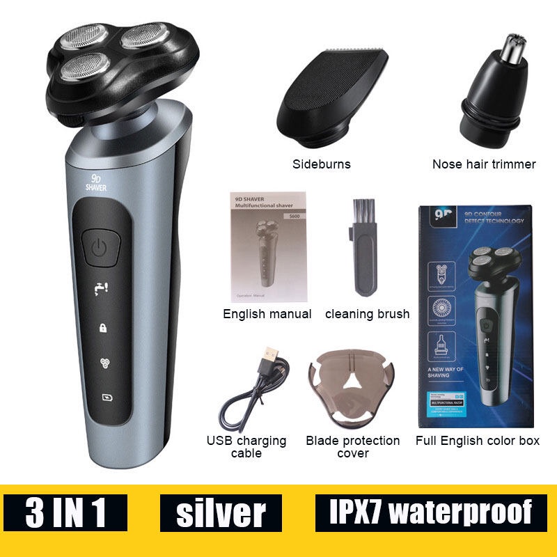 [Local Seller] EXTRA GIFT Men's Electric Shaver Machine 9D 4 in 1 USB Rechargeable Beard Trimmer Face Razor Shaving
