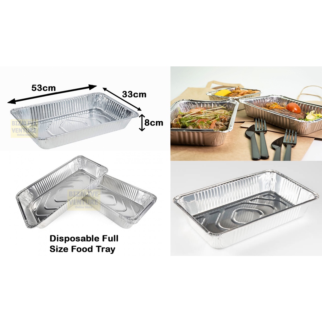 (10pcs) Full Size Disposable Aluminium Foil Tray Baking Tray Buffet Catering Food Tray