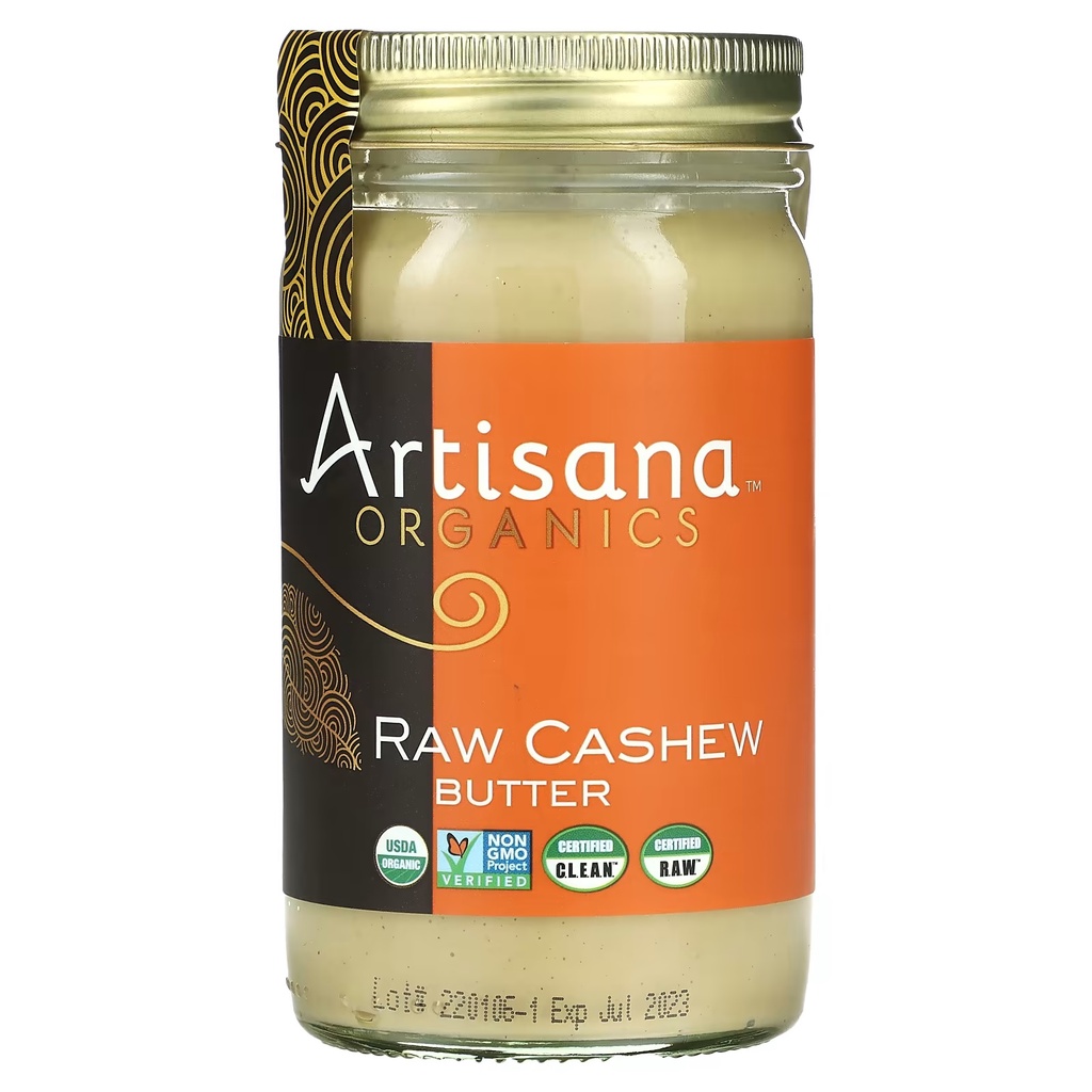 ARTISANA ORGANICS RAW CASHEW BUTTER 397G – GLUTEN GMO FREE SPREAD FOR BREAD SMOOTHIE DESSERT REPLACE PEANUT ALMOND NUT