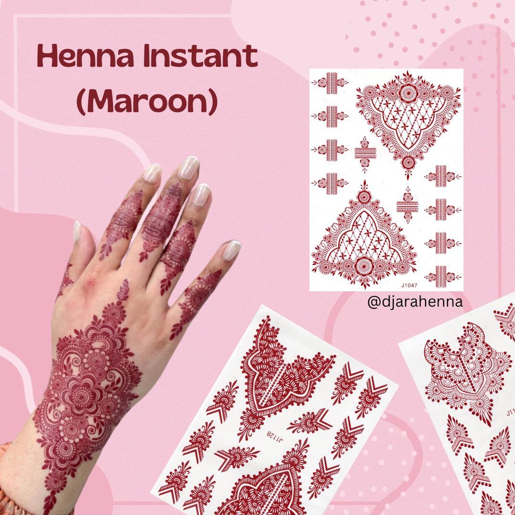 (Malaysia Stock) Maroon Henna Instant / Sticker Inai Instant Pengantin ...