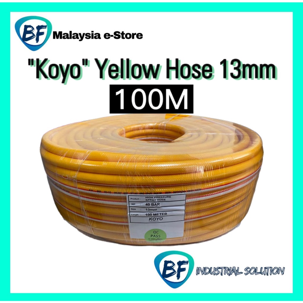 Koyo 13mm PVC Yellow Hose 100m PVC Reinforced High Pressure Air Hose