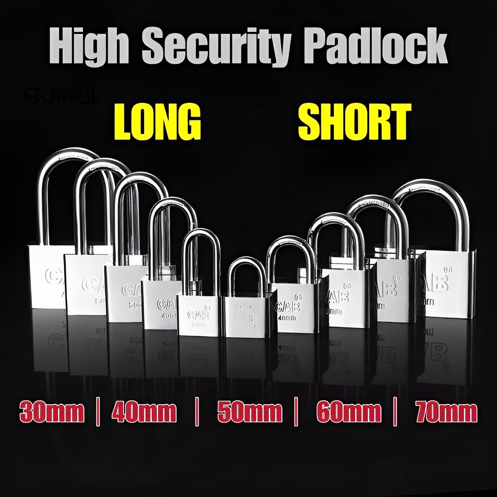 High Security Padlock Stainless Steel Heavy Duty Brass Durable Safety House Lock Door Lock For Home Kunci Mangga 锁头