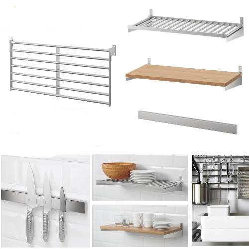 IKEA KUNGSFORS STAINLESS STEEL SHELF, KNIFE RACK, WALL GRID