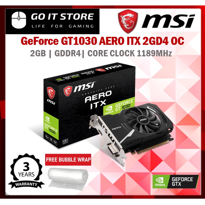 MSI GT1030 AERO ITX 2GD4 OC GeForce GT 1030 2GB GDDR4 Graphics Card ...