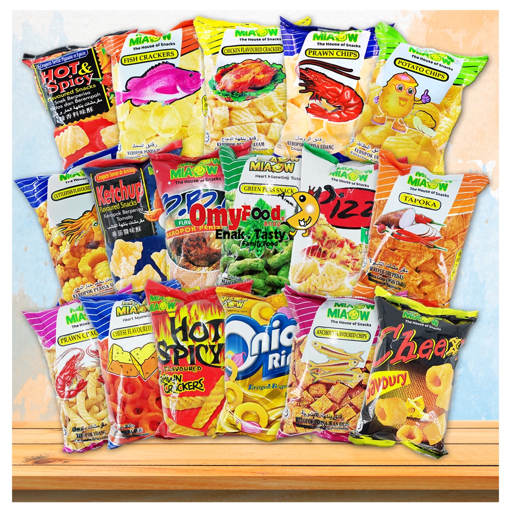 45g/50g/80g Big Pack Miaow Miaow Fish/Chicken/Cuttlefish Cracker/Potato Chips/Prawn Chips/Hot&Spicy [OmyFood]