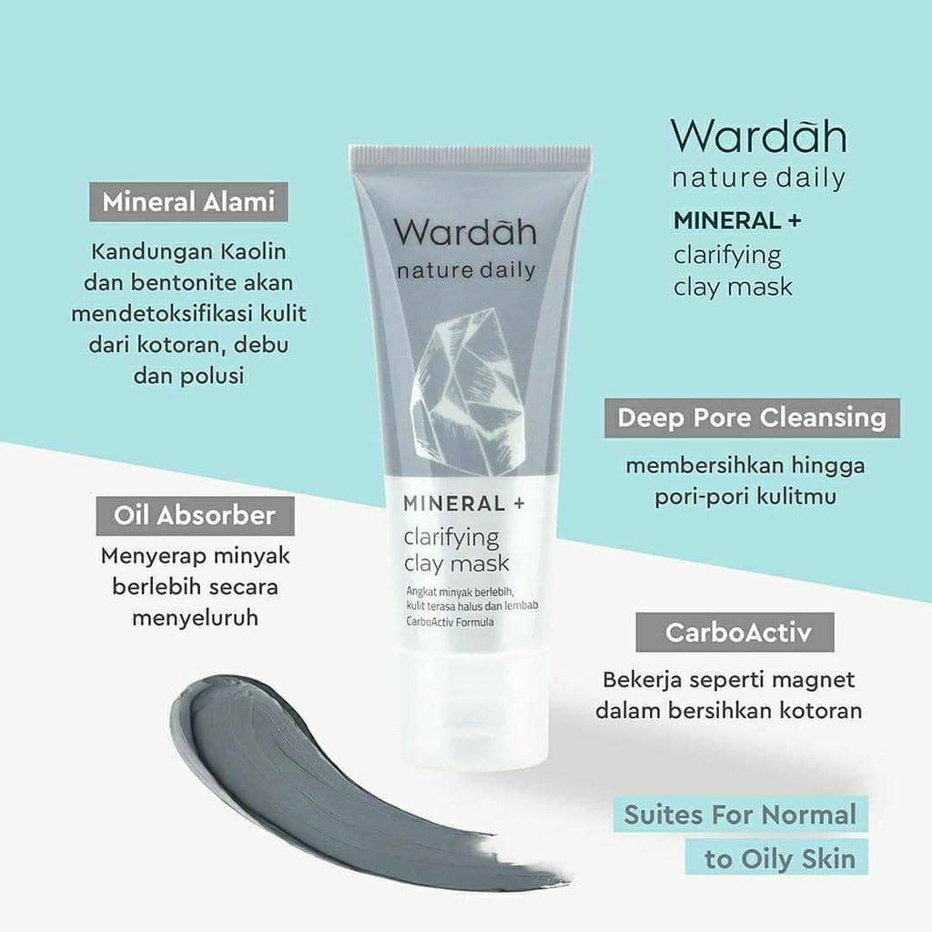 WARDAH NATURE DAILY MINERAL CLARIFYING CLAY MASK ORIGINAL PRODUCT (60ml
