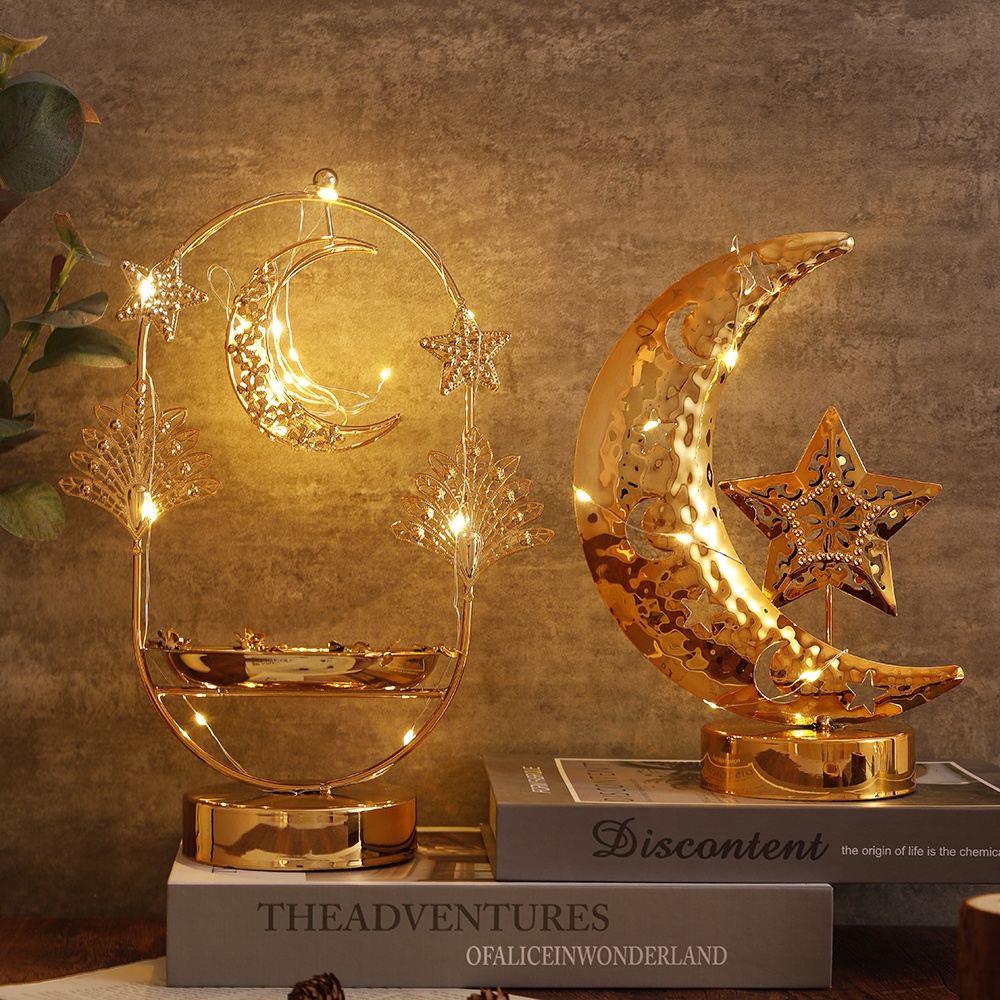 Carved out Star Moon Lantern Home Lighting Decoration for Ramadan Furniture lamp Star Moon lamp raya decoration