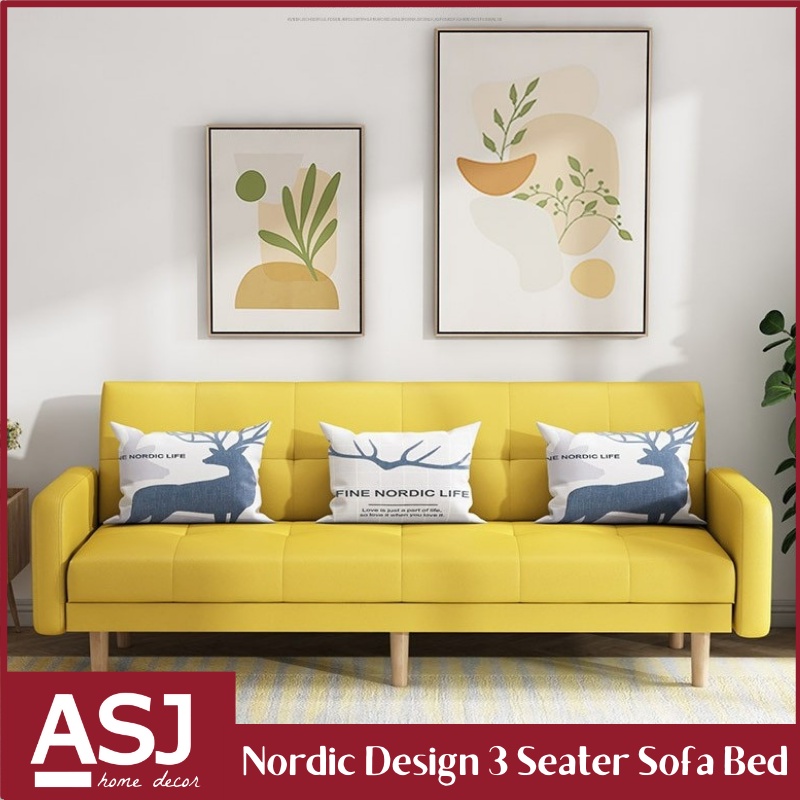 ASJ_Nordic Design Linen Fabric Recliner Sofa / Sofa Bed / 3 Seater Sofa ...