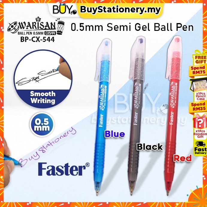 Faster Pen CX544 Warisan Semi Gel Ball Pen Smooth 0.5mm Black Blue Red ...