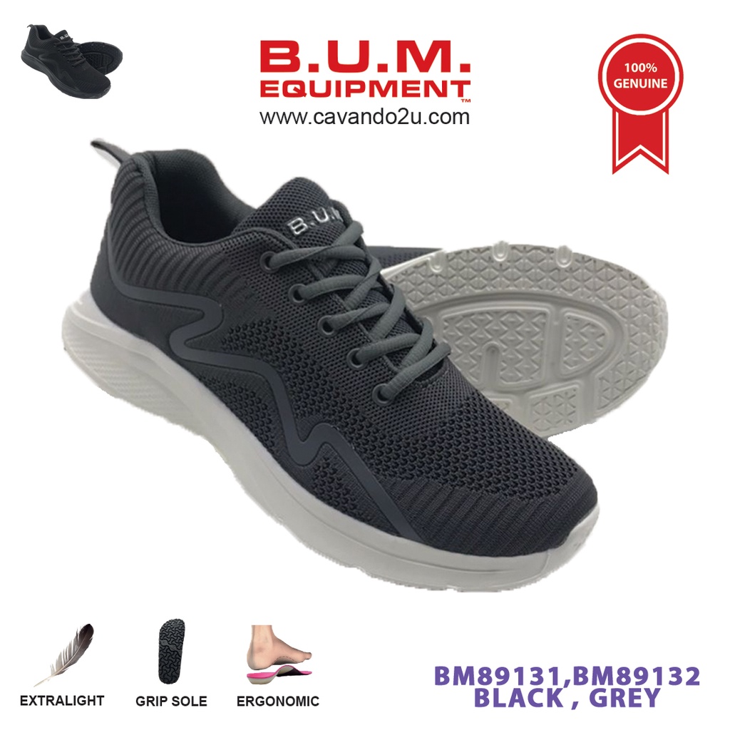 BUM Equipment Unisex Sport Shoes BM89131 / BM89132 (Black / Grey) Casual Sneakers / Kasut Sukan Lelaki Perempuan