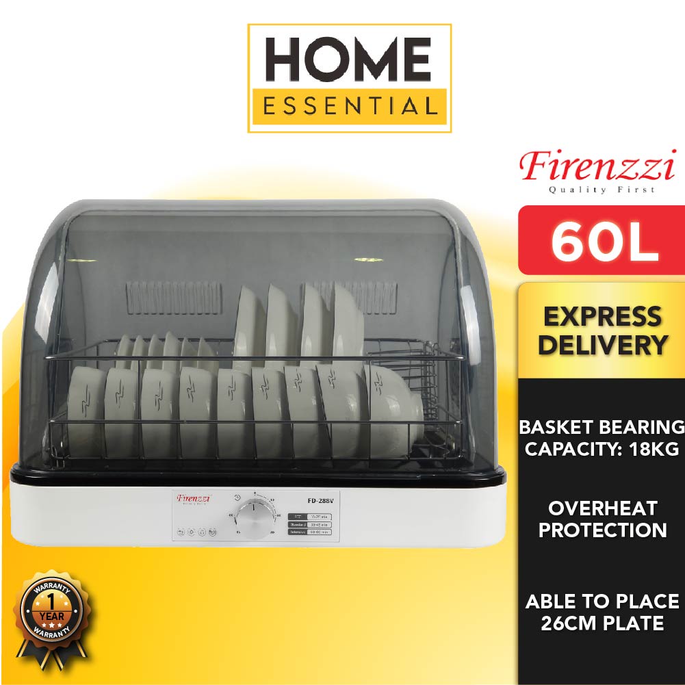 Firenzzi 60L Dish Dryer with UV Light FD288V Auto Off Protection