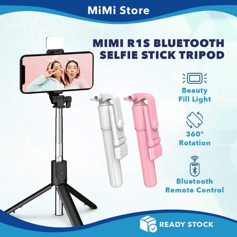 MiMi R1s 360° Rotation Bluetooth Selfie Stick Remote Control Rod Of Fill Light Tripod Monopod For Mobile Phone Holder