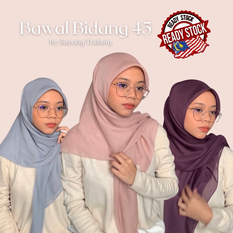TUDUNG BAWAL SQUARE COTTON VOILE | BAWAL SQUARE | BAWAL LETOPS | BIDANG 45