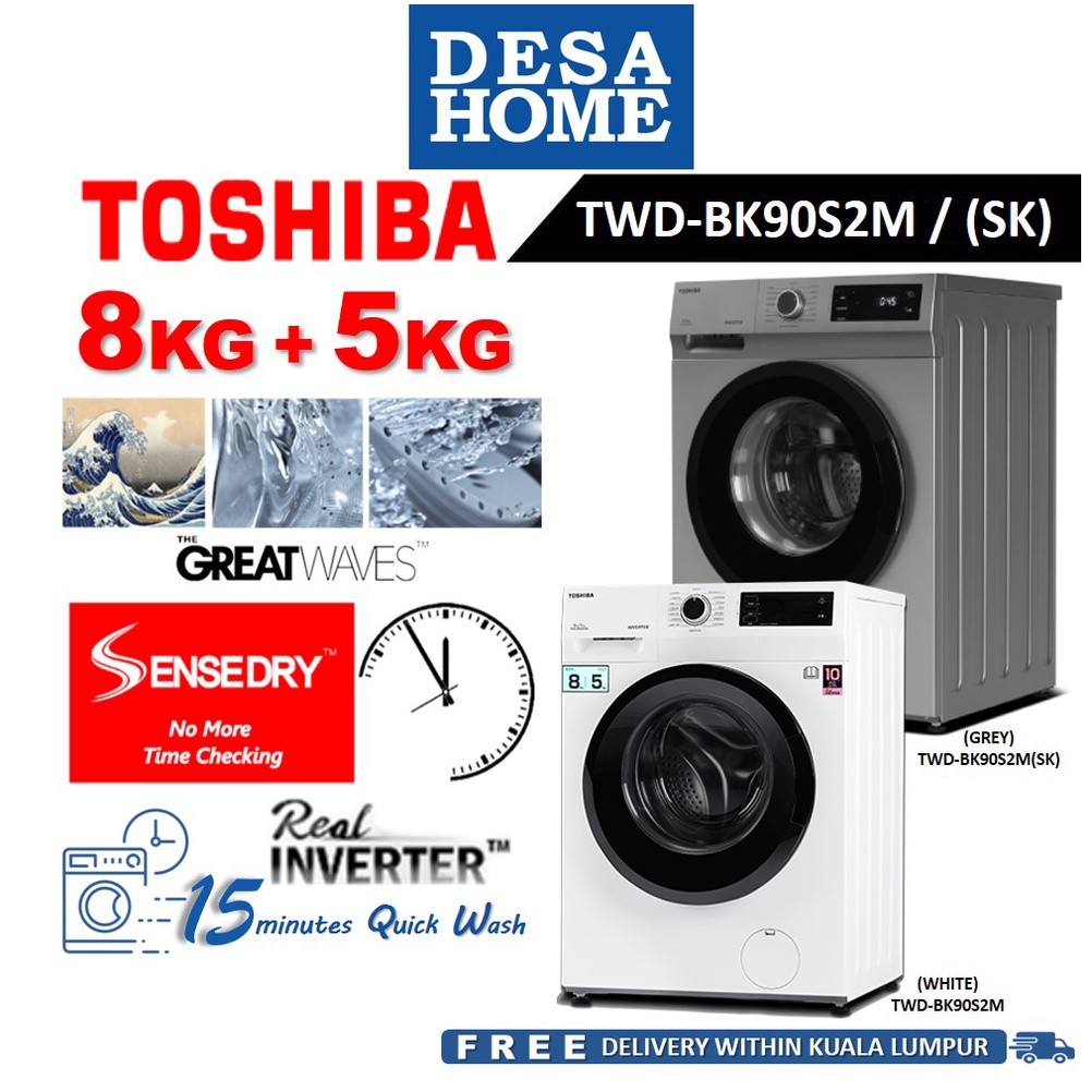 [Free Delivery Within KL] Toshiba TWDBK90S2M / TWDBK90S2M(SK) 8/5KG