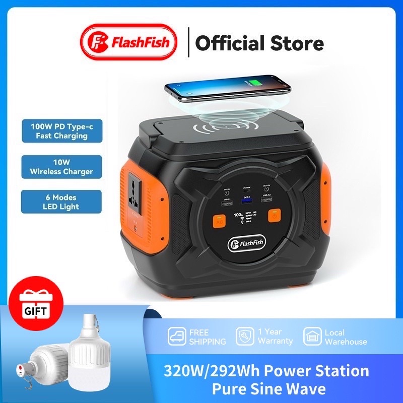 Ready Stock FlashFish 220V 320W Power Station Camping Portable Solar