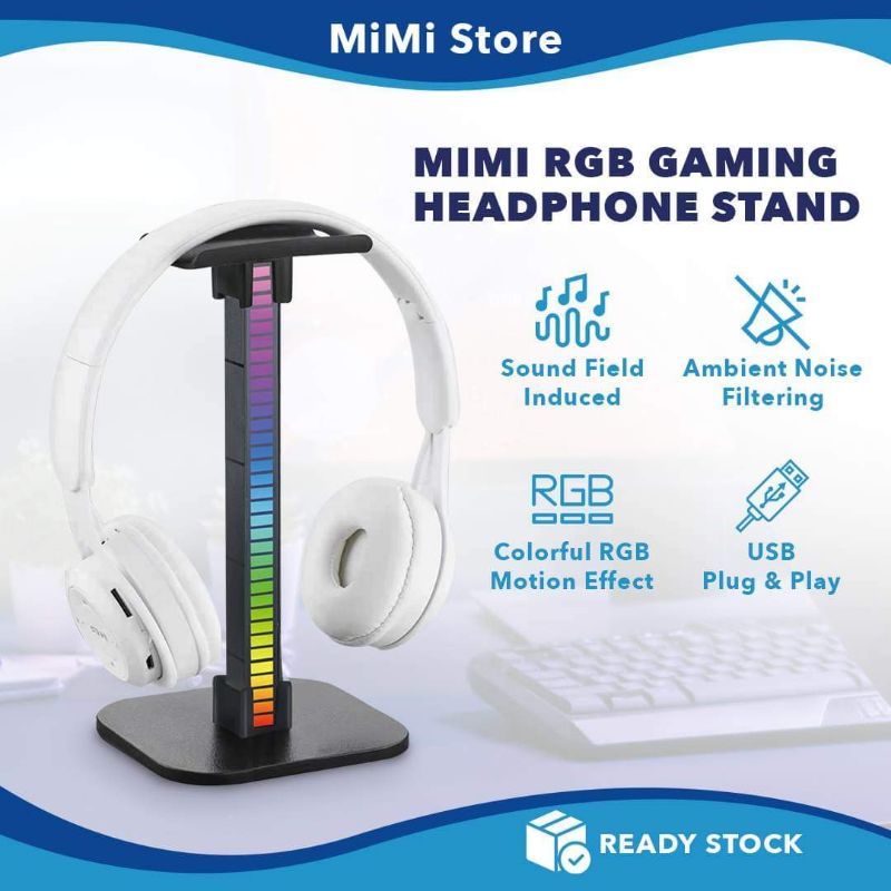 MiMi RGB Gaming Headphone Stand Gaming Headset Holder Hanger Earphone Accessories