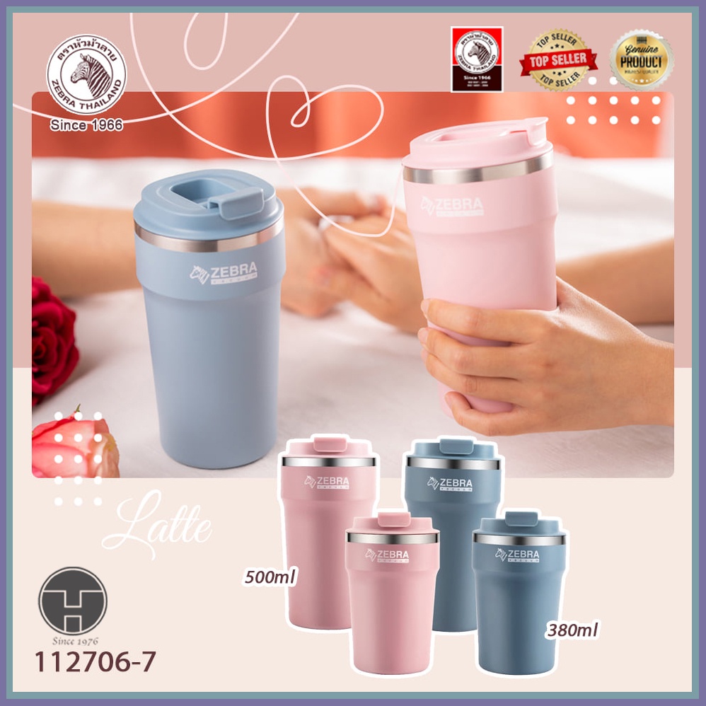 [TeoHin] Zebra SUS304 Latte Vacuum Mug / Cup / Flask, Stainless Steel , 0.38L , 0.5L Pink Blue Thailand