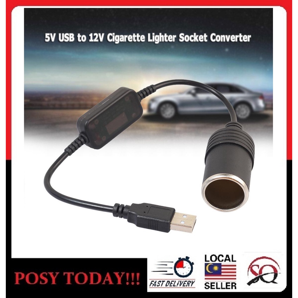 ♕LOCAL STOCK♕ 5V 2A usb port to 12v 8w car cigarette lighter socket adapter converter for car