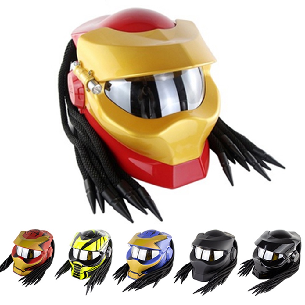 Black Predator Helmet Motorcycle with Braids Ironman Venom Helmet ...