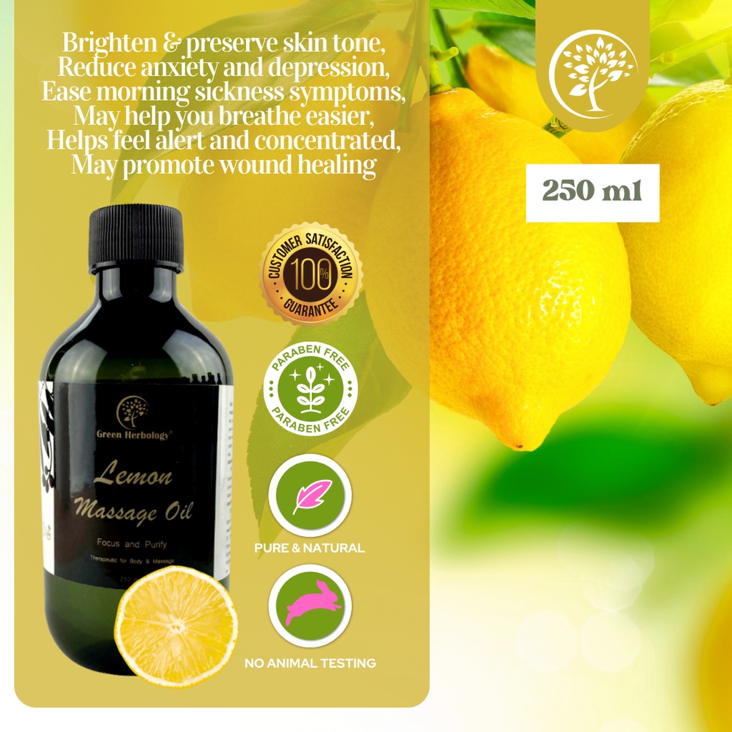 Lemon -Refreshing Aromatherapy Massage Oil / Bath Oil / Body Oil ( Spa ...