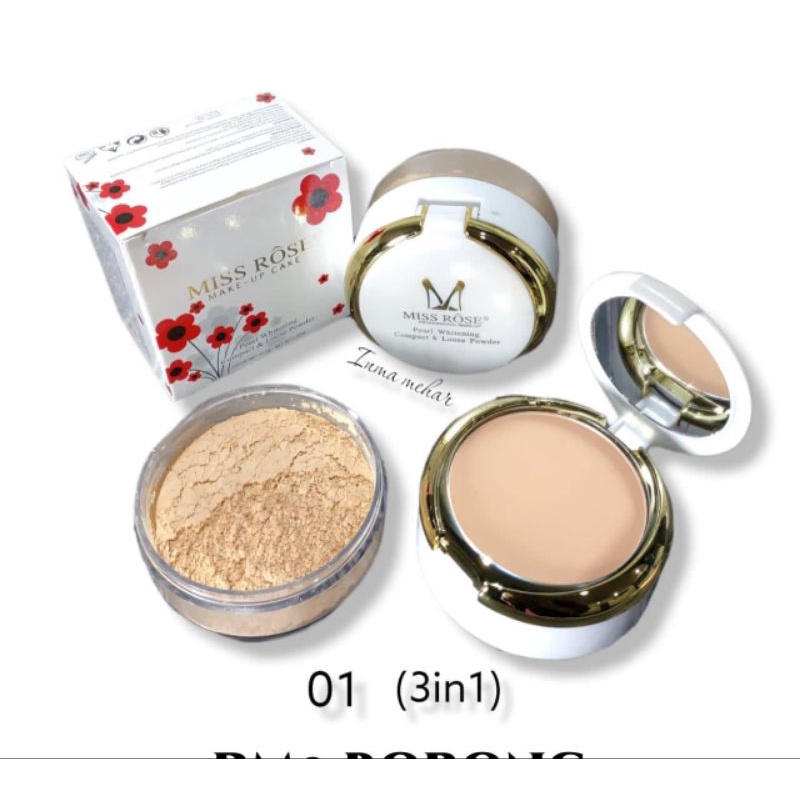 Miss Rose Makeup 3 In1 Bare Mineral Compact And Loose Powder Palette