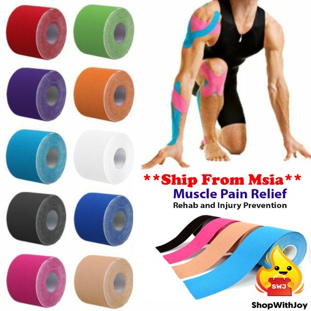 【ShopWithJoy】Kinesiology Sport Elastic Tape Physio Strapping Muscle Tape Pain Care Rehab Injury Knee Protector Support