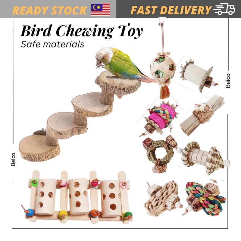 Bird Cuttlebone Holder Bird Platform Perch Playground Natural Wood