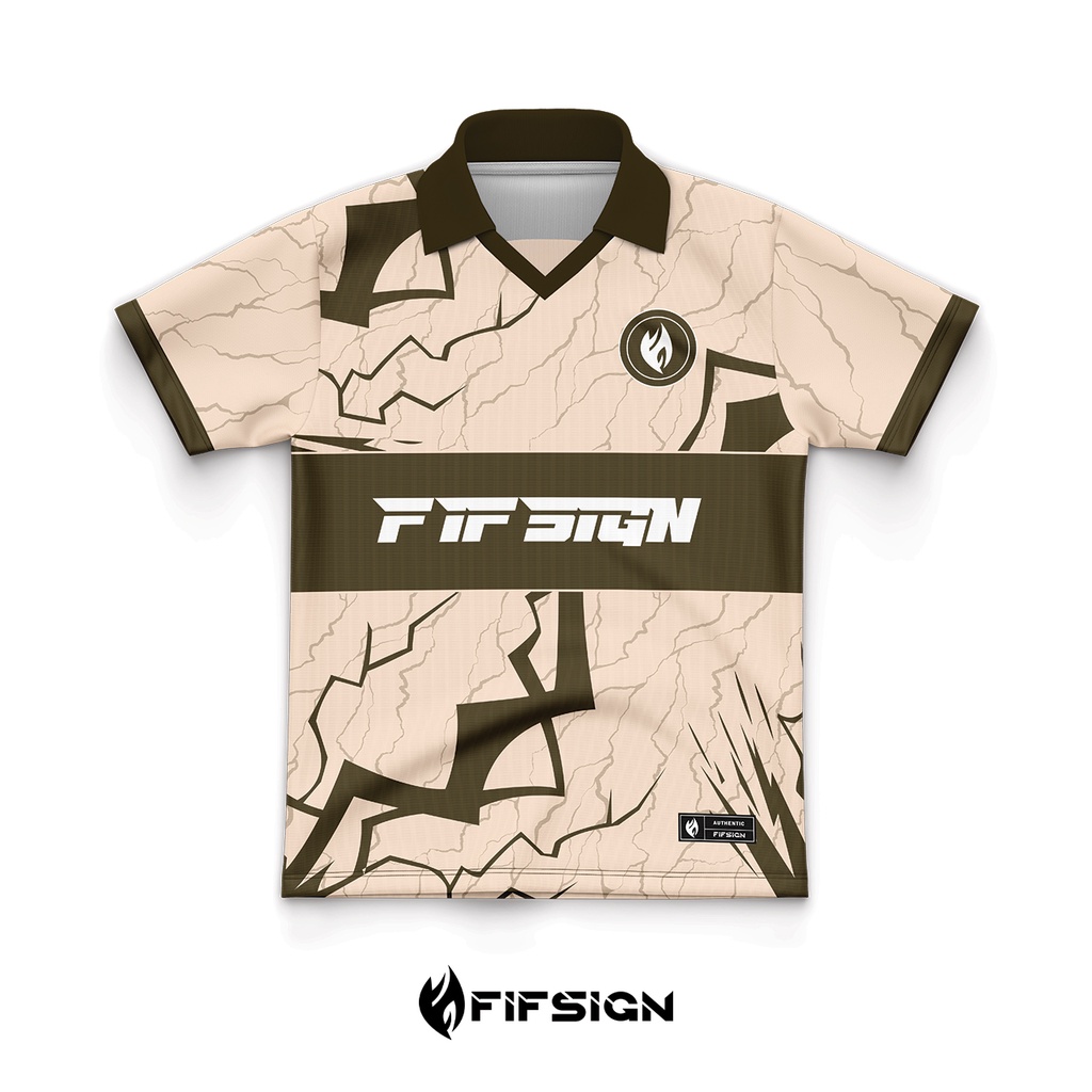 FIFSIGN THUNDER CREAM RETRO COLLAR JERSEY Shopee Malaysia