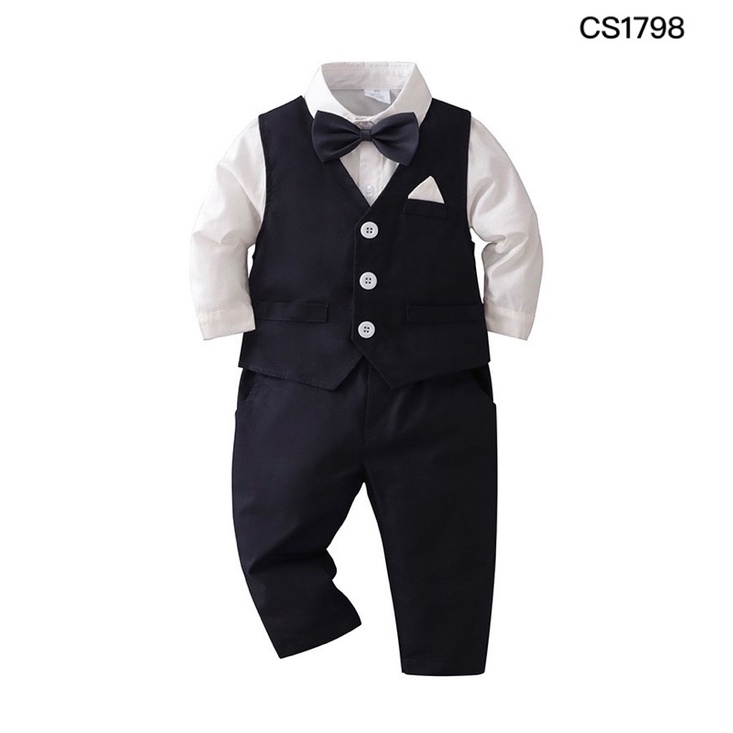 【M'SIA READY STOCK】Gentleman Formal Long Sleeved Clothing Set With Bow Tie