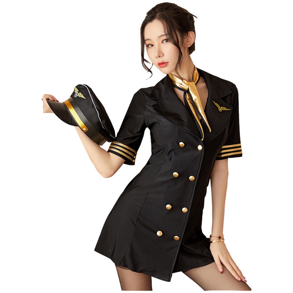 Stewardess Uniform Cosplay Women Flight Attendant Costume Roleplay