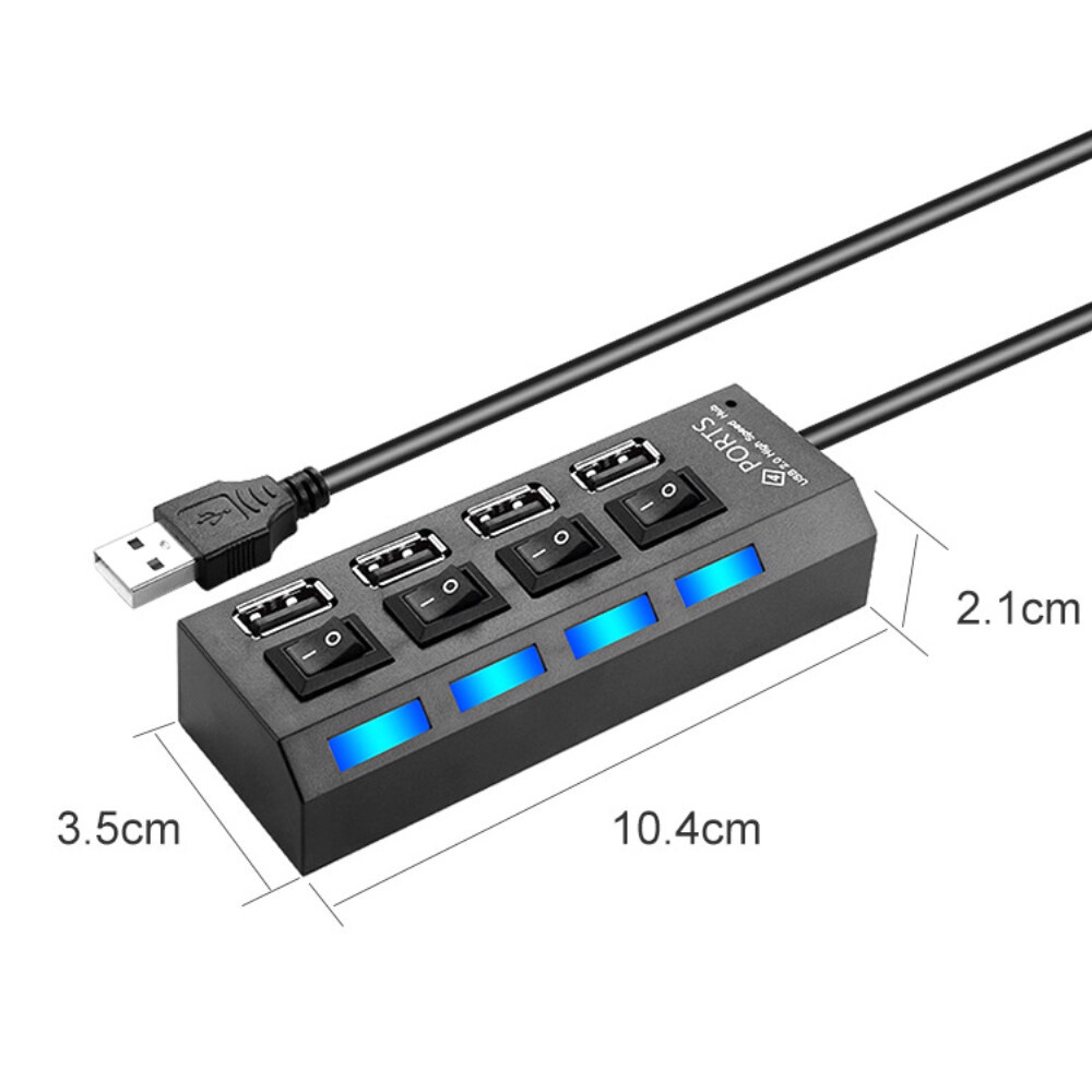{ KL SELLER } FREE GIFT 4/7 Port Usb Hub 2.0 High Speed Usb Led with On/off Individual Switch Compatible for All Usb