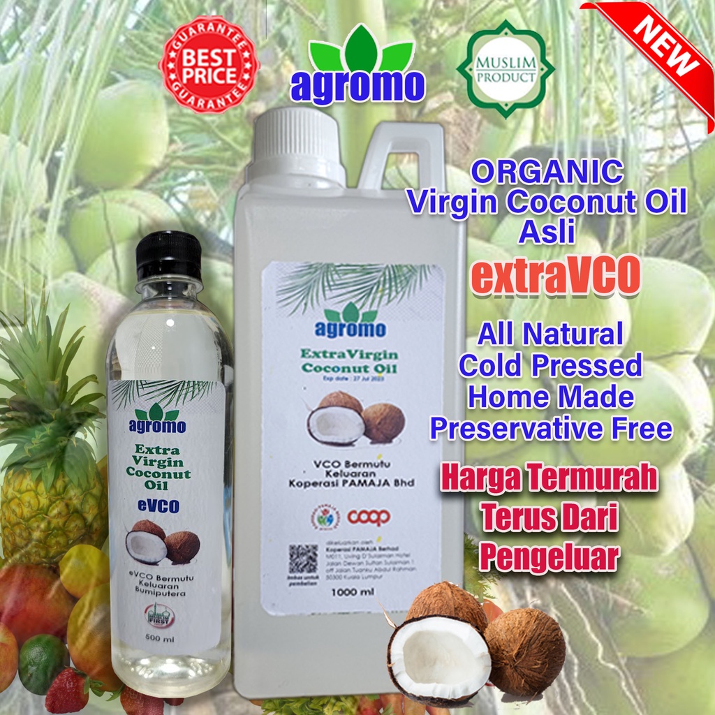 500ml/1000ml VCO Extra Virgin Coconut Oil Harga Tawaran Produk Baru
