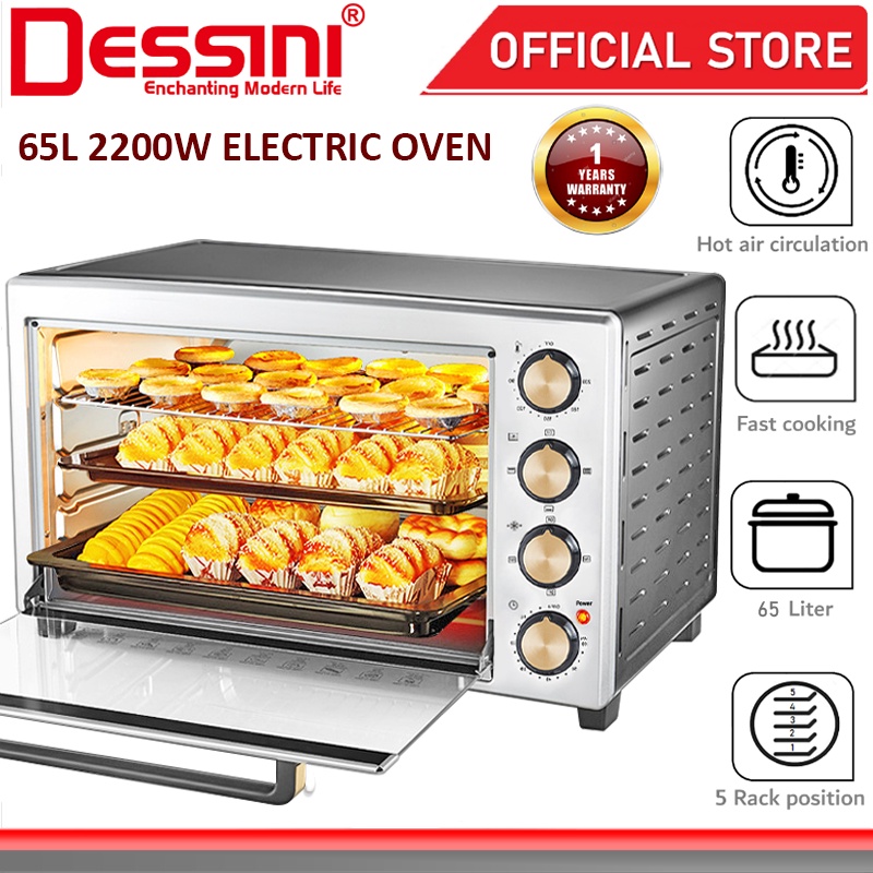 DESSINI ITALY 65L Electric Rotisserie Oven Convection Hot Air Fryer Toaster Timer Oil Free Roaster Machine / Ketuhar