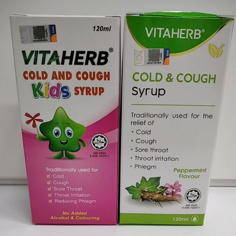 [Ivy Leaf Extract] Vitaherb Cold And Cough Syrup 120mL (Adult/Kid