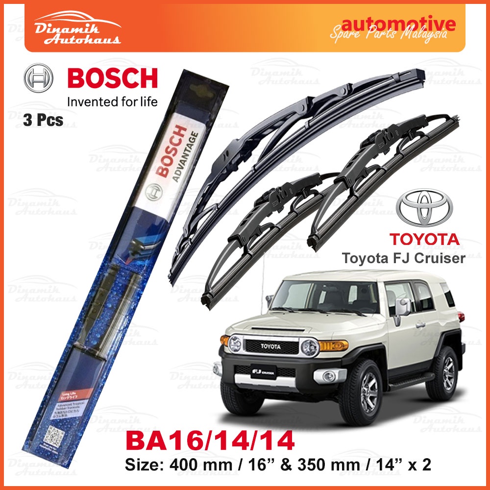 Toyota FJ Cruiser Car Front Windscreen Wiper Size 16" & 14" & 14" Inch (3 Pcs) Bosch Advantage