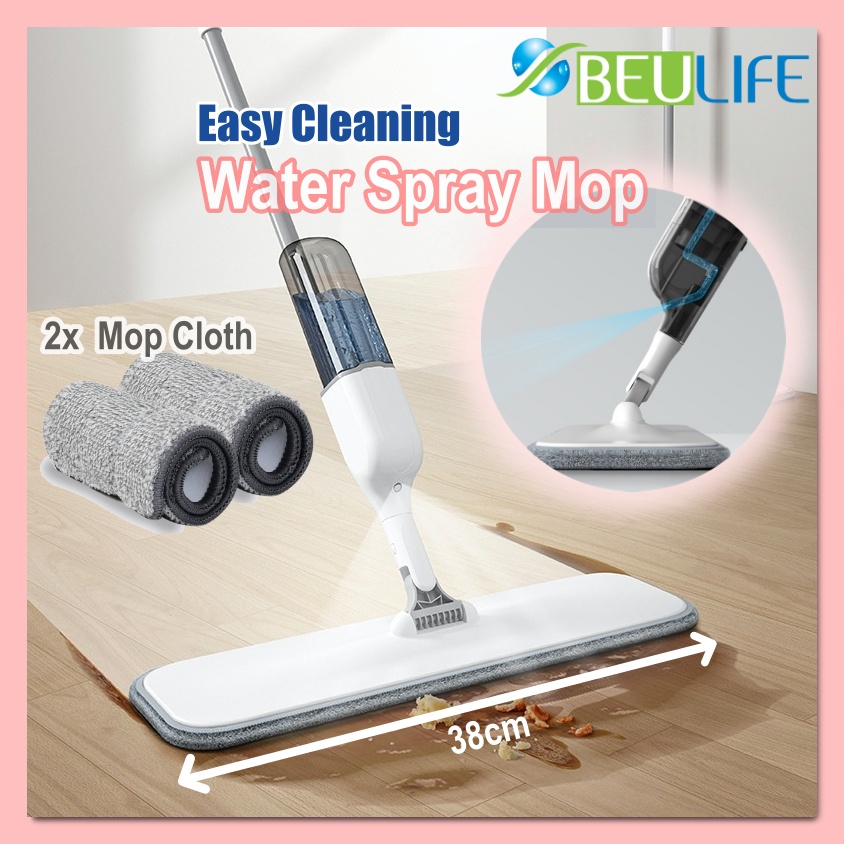 BEULIFE Magic Squeeze Spray Flat Mop 38 cm Large Size Mop Head Fabric Mop Cloth Home Cleaning Tools Mop Lantai Spray