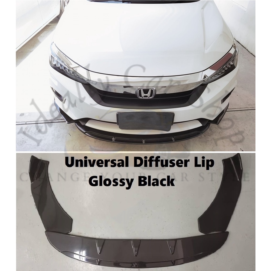 Kereta Universal Depan Bumper Diffuser Lip Wrap Angle Splitters Black