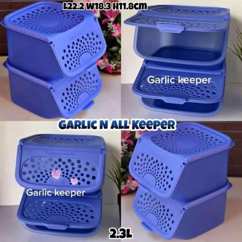 Tupperware garlic keeper blue color 2.3L(1pc) Shopee Malaysia