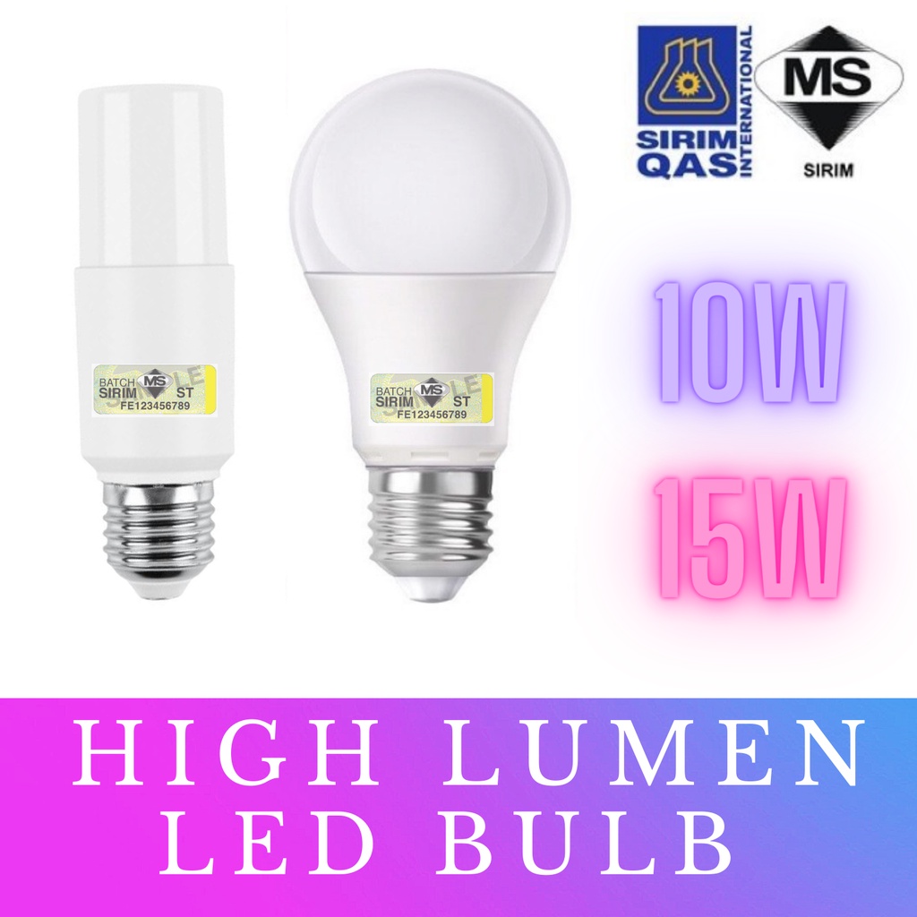 SIRIM 10W 15W LED Bulb 3000K Warm White 4000k Cool White 6500K Daylight Light Bulb Corn Stick E27 Energy Saving LED灯泡