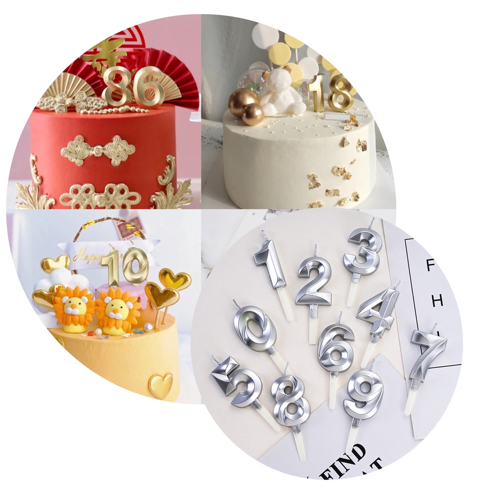 ✨Ready Stock✨Candle Number 0-9 Metallic Diamond Birthday Celebration Cake Gold Silver Cake Topper Decoration 金色银色数字蛋糕蜡烛