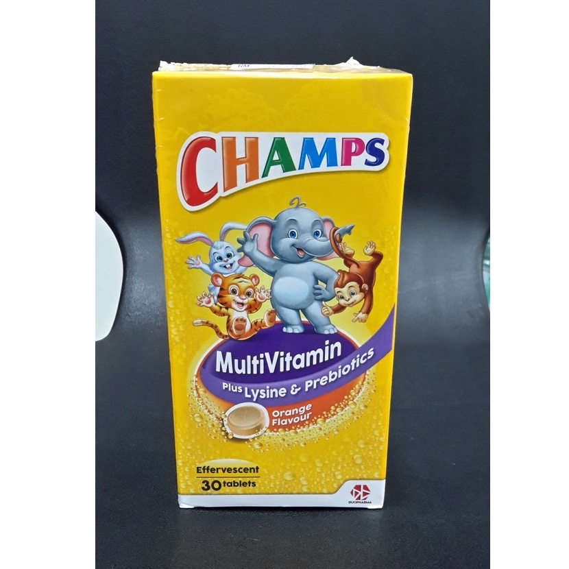 CHAMPS MULTIVITAMIN PLUS LYSINE & PREBIOTICS EFFERVESCENT ORANGE