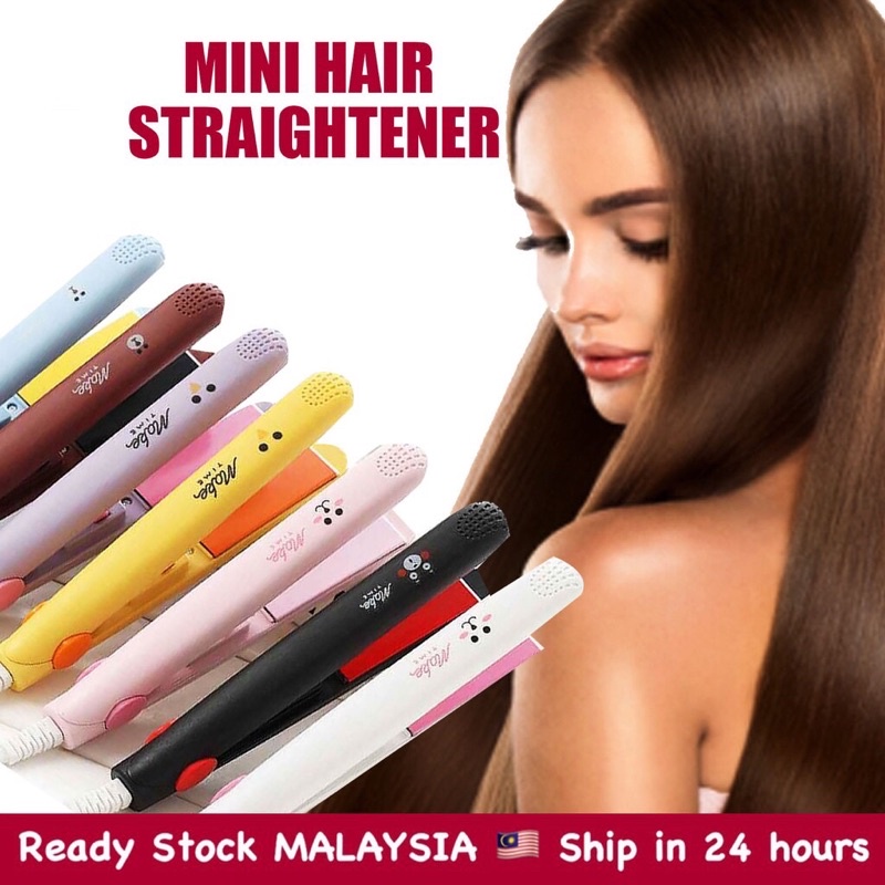 2IN1 Cute Hair Straightener Curler Portable Pelurus Rambut Mini Electronic Straightening Styling Tools Home Travel 迷你直发器