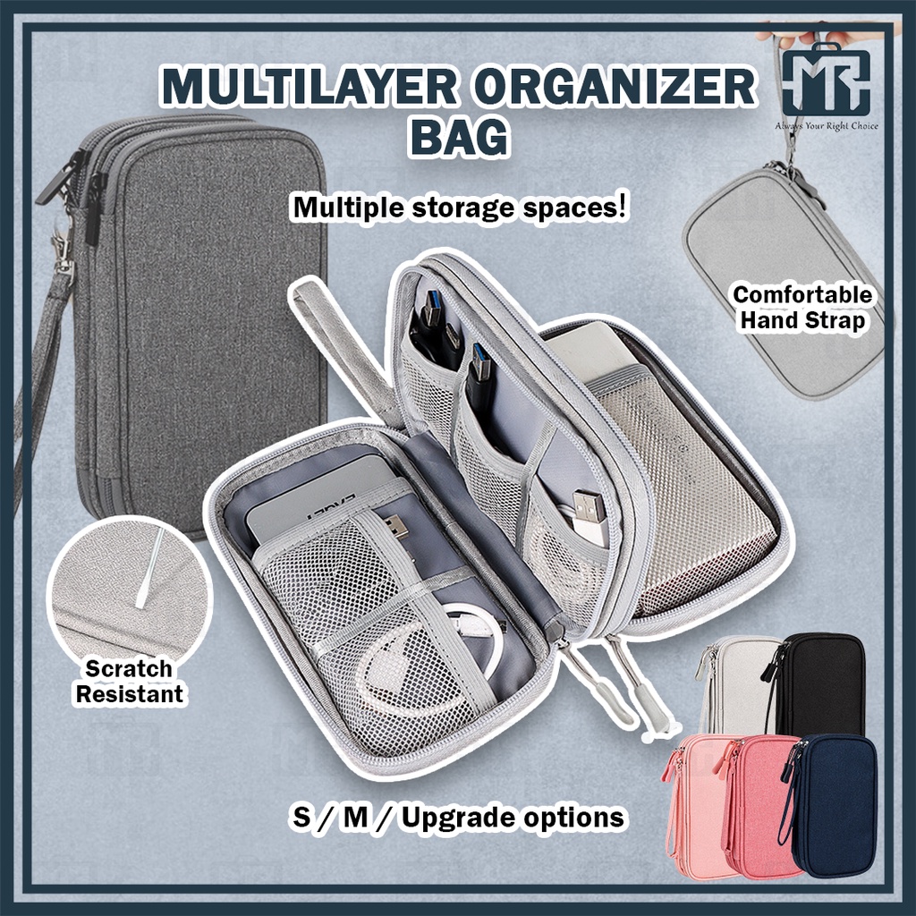 (9INCH) MR Multilayer Organizer cable bag USB Charger Earphone Electronics Wire PowerBank Gadget Storage数码配件收纳包多层