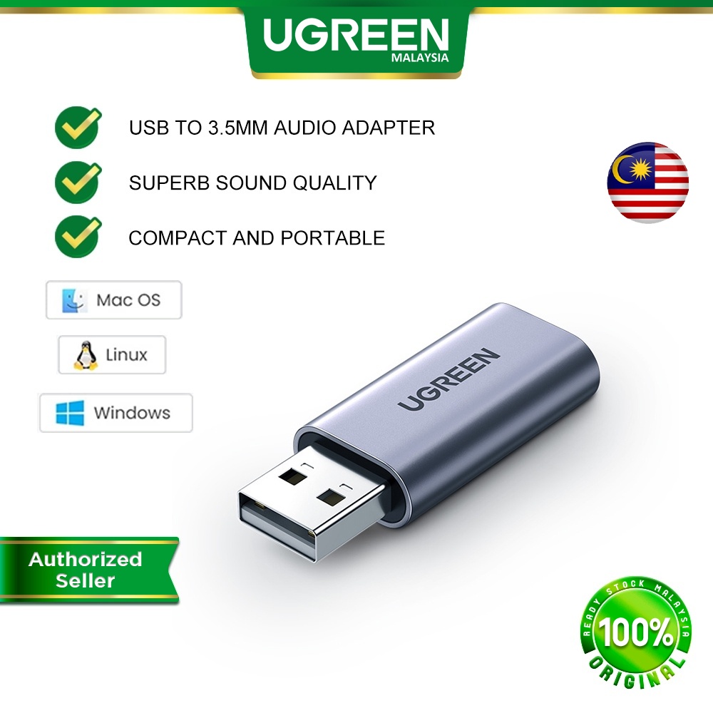 UGREEN USB External Sound Card Audio Adapter 2 in 1 USB to 3.5mm Jack