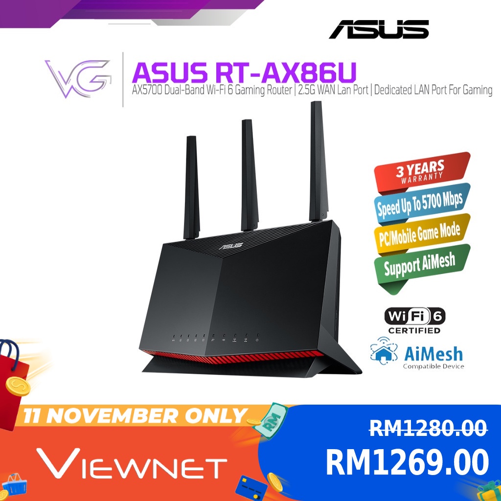 ASUS RTAX86U/RTAX86S AX5700 Dual Band WiFi 6 Gaming Router Mesh WiFi